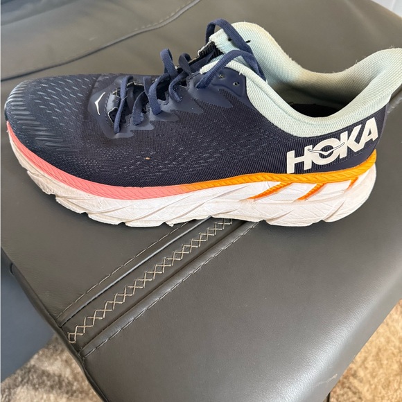 Hoka One One Blue and White Athletic Shoes - Picture 4 of 4